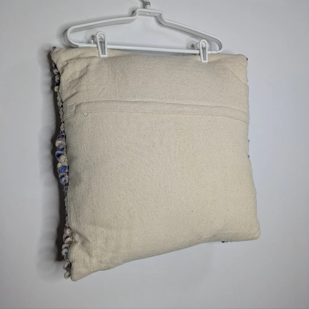 NWT Safavieh cream purple blue woven textured cotton & wool pillow 20x20